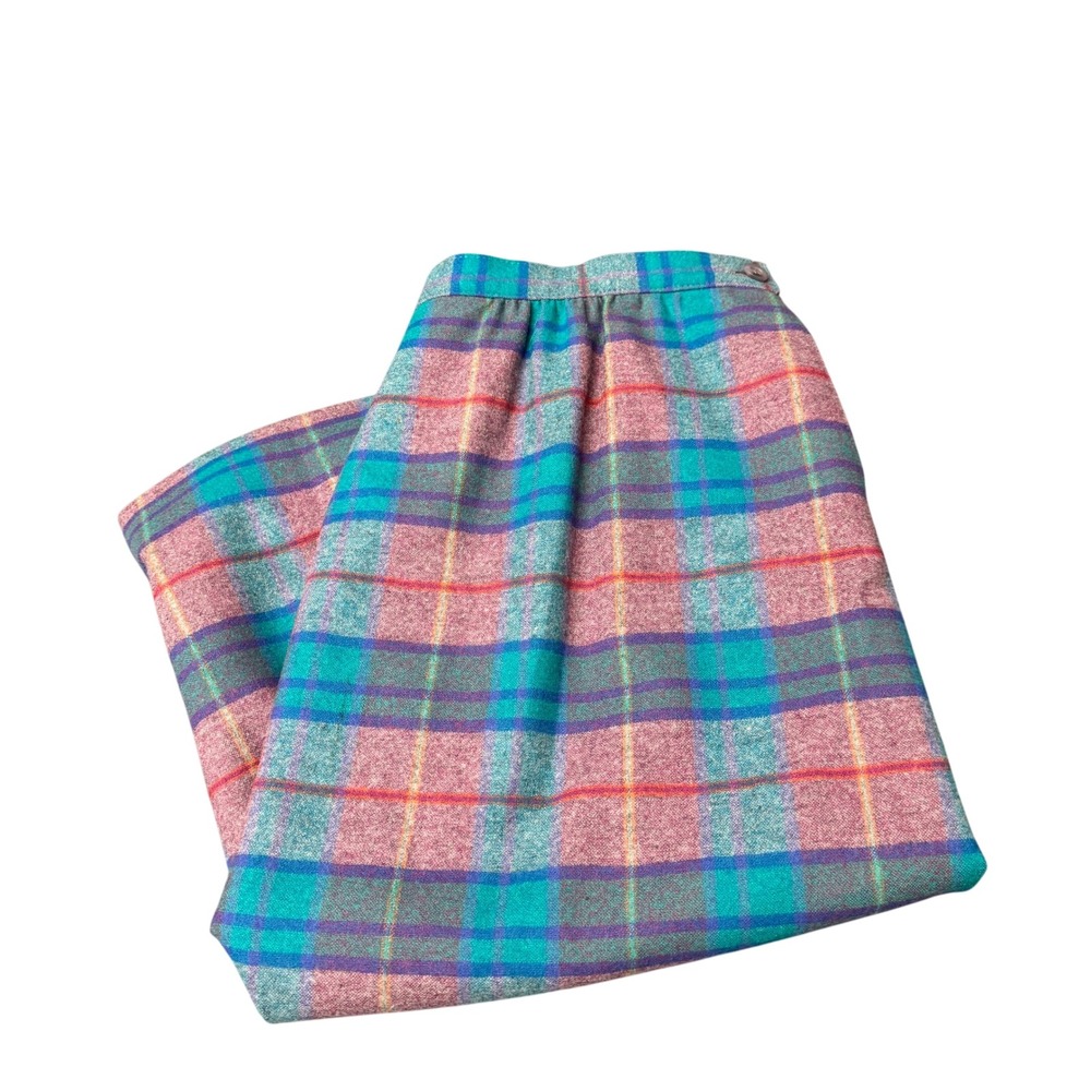 Pendleton Wool Skirt Womens 18 (35x28 ACTUAL) Plaid Purple Blue Vintage USA